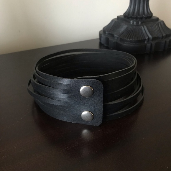 Genuine Leather Layered Rope Wrap Bracelet or Collar Necklace - Picture 4 of 9